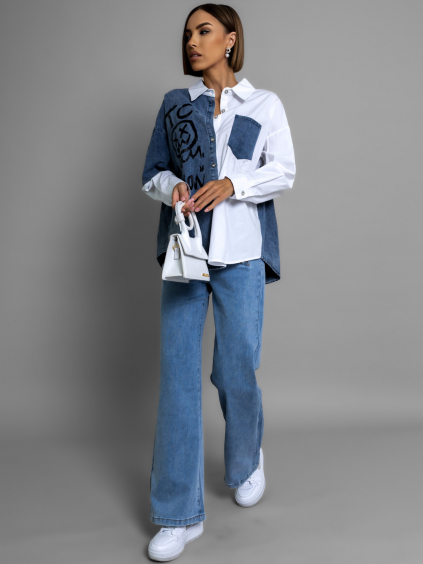 Bílá denim oversized košile MILAGROS