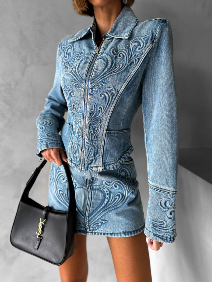 Modrá džínová stylová bunda YAKIZ na zip