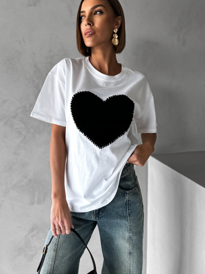 Bílé tričko EGBERT se srdcem 100% bavlna