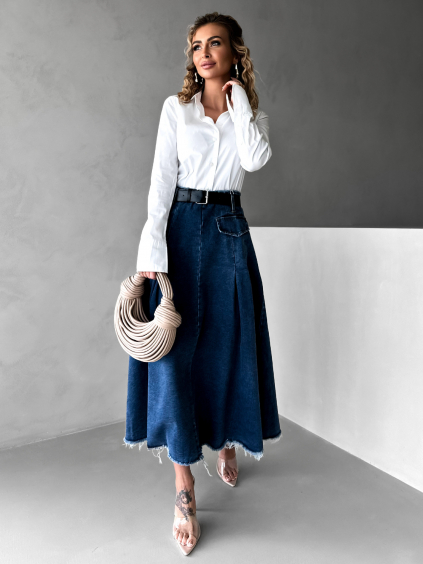 Modrá dlouhá džínová sukně LINETE