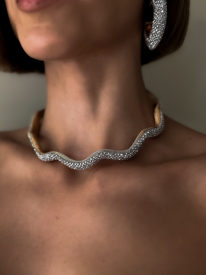 Zlatostříbrný elegantní náhrdelník ZOET
