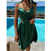 Smaragdové lesklé elegantní šaty JEWELRY s průstřihy