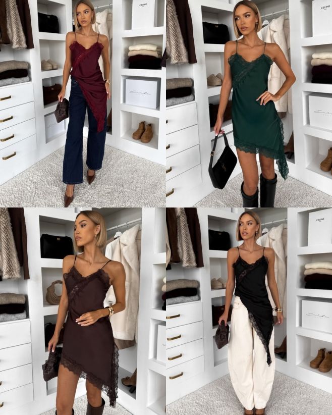 ✨ Saténová krajková košilka / šaty ZOMARI ✨ Smyslnost, která působí jemně a luxusně zároveň. 🤍 Lehký satén, delikátní...