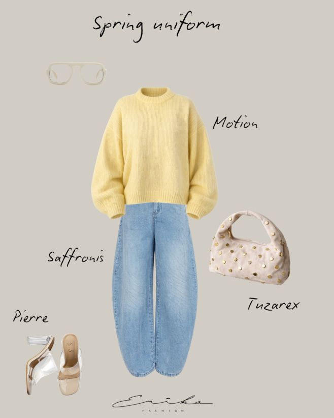 Your spring uniform starts here 🌼☁️💛 Soft yellow + denim s kamínky ✨= kombinace, která nikdy nezklame. Minimal effort,...
