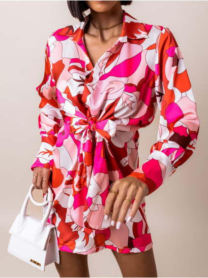 Růžové elegantní šaty TRUETT se vzory (Velikost ONESIZE)