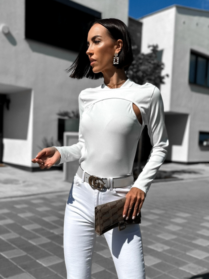 Biele rebrované tričko STANE s dlhým rukávom (Veľkosť ONESIZE)