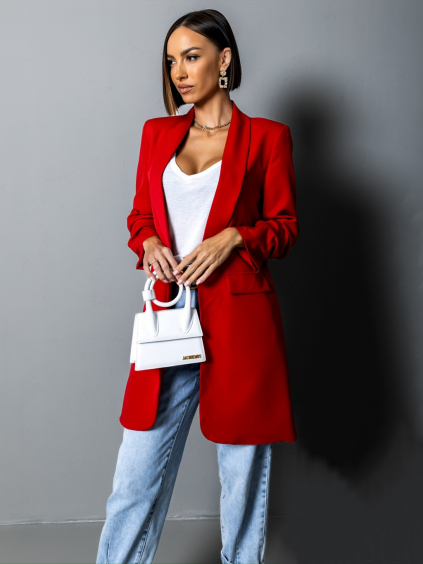 Červené elegantní sako CASTIEL otevřeného stylu (Veľkosť ONESIZE)