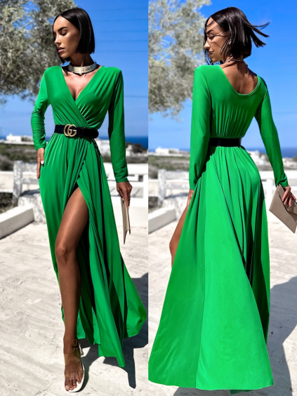 Zelené dlhé elegantné šaty JOELLIAN (Veľkosť ONESIZE)