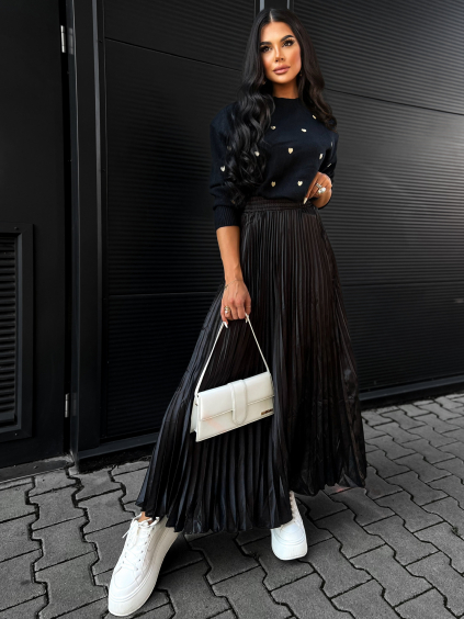 Černá dlouhá sukně HAZELNOT (Velikost ONESIZE)