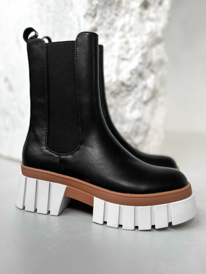 Černé koženkové boty EREBOS (Velikost 36)