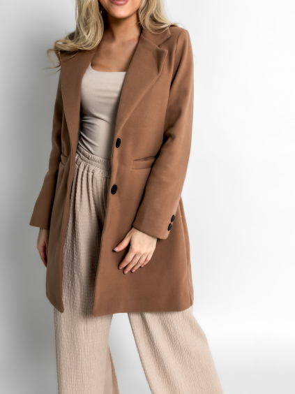 Hnedý basic flaušový kabát NOAM (Veľkosť ONESIZE)