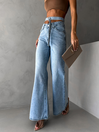 Svetlomodré rozšírené džínsy EFTEN (Veľkosť S)