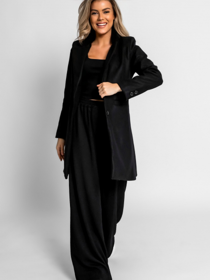 Černý krátký basic flaušový kabát NOAM (Velikost ONESIZE)