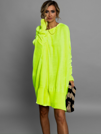 Neon zelený oversize svetr SERENITY s dlouhým rukávem (Veľkosť ONESIZE)