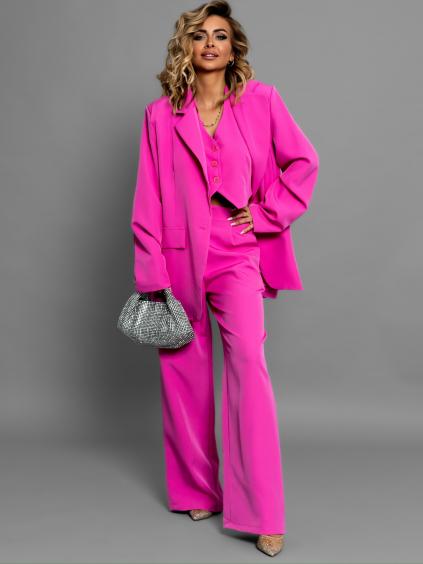 Růžový společenský kostýmkový komplet HOULET (Veľkosť ONESIZE)