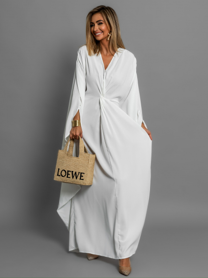 Bílé dlouhé oversize tunika šaty RUFINUS (Veľkosť ONESIZE)