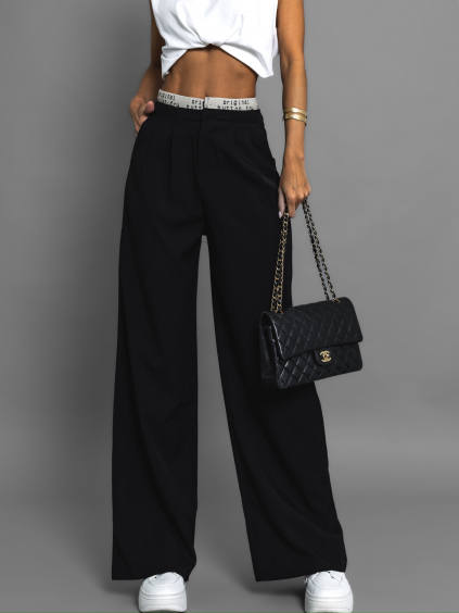 Černé stylové kalhoty DOMENICO (Veľkosť L)