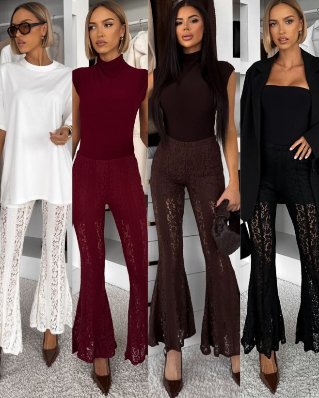 Krajkové elegantní kalhoty FYNORIA – když chceš být jemná, ale nepřehlédnutelná ✨ Romantika potkává sebevědomý styl....