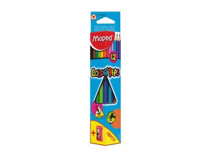 Pastelky trojhranné MAPED "COLOR`PEPS", 12 ks + strúhadlo