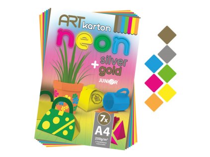 zlozka farebneho papiera a4 vykresov art karton 7 listov 7 farieb neon 250g m2
