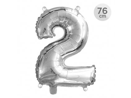 Balón narodeninový 76 cm - číslo 2, strieborný