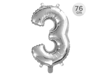 balon narodeninovy 76 cm cislo 3 strieborny