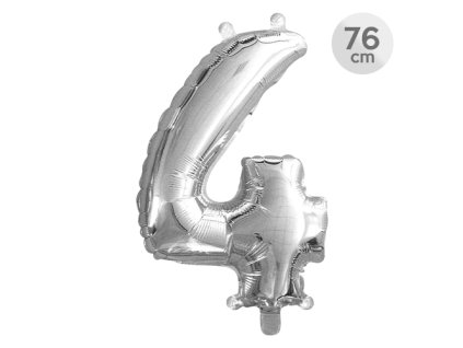 balon narodeninovy 76 cm cislo 4 strieborny