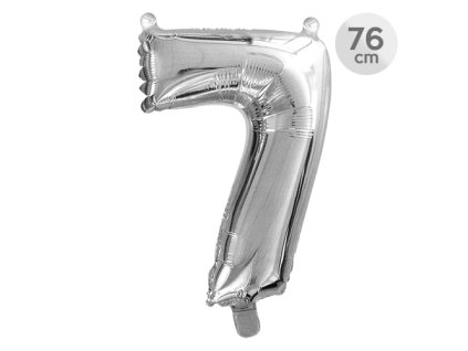 Balón narodeninový 76 cm - číslo 7, strieborný