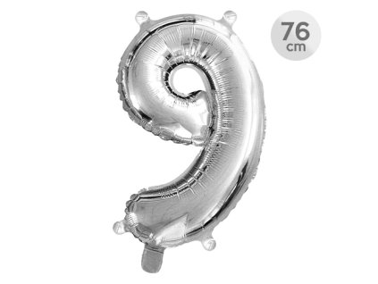 balon narodeninovy 76 cm cislo 9 strieborny