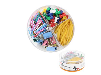 kancelarska sada m g 4v1 pripinaciky binder clip spony gumicky sada farebna 200 ks