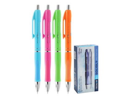 Pero guľôčkové SOLIDLY TB 204-A Neon 0,5 mm/modré, mix 4 farieb