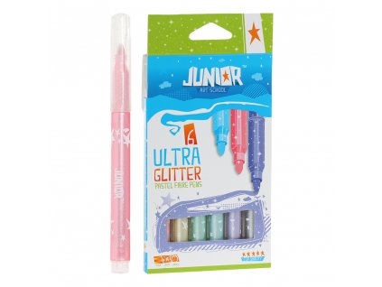 Fixy JUNIOR ultra glitter pastelové farby - sada 6 ks