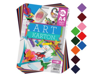Zložka farebného papiera A4 (výkresov) ART karton 10 listov /10 farieb, 250g/m2