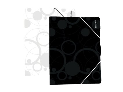 odkladacia mapa pp 3 chlopnova s gumou a4 cierna black white