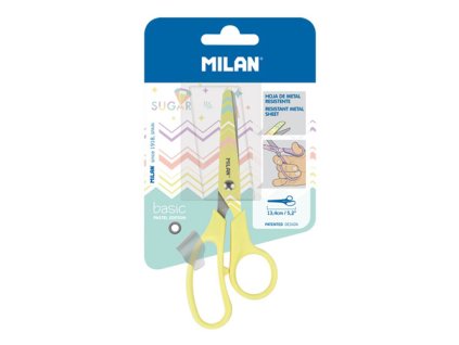 Nožnice MILAN Basic Pastel Edition žlté - blister