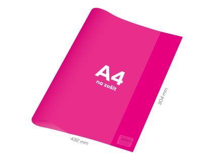 obal na zosit a4 pvc 432x304 mm neon color transparentny ruzovy erka