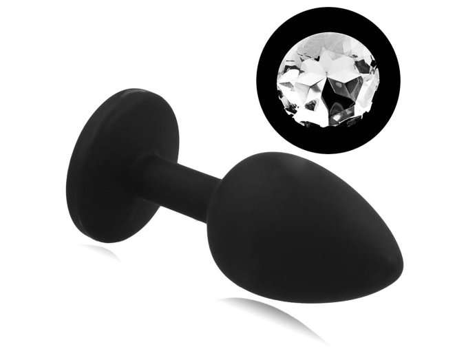 LOLO silikonový anální kolík s bílým diamantem černý