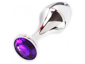 LOLO luxusní anální kolík z nerezové oceli s fialovým diamantem - průměr 4,5 cm