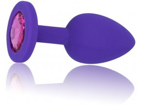 LOLO silikonový anální kolík s fialovým diamantem fialový - průměr 3 cm