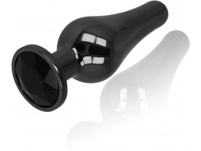 LOLO tvarovaný anální kolík s černým krystalem - 3cm