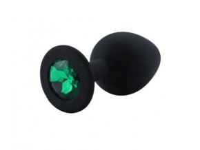 LOLO silikonový anální kolík se zeleným diamantem černý