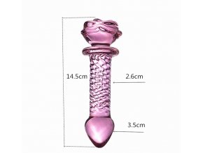 LOLO anální kolík s růžičkou skleněný růžový