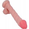 LOLO dlouhé realistické dildo s varlaty a přísavkou přírodní