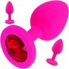 LOLO silikonový anální kolík s červeným diamantem růžový - průměr 3 cm