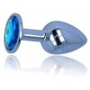 LOLO anální kolík s diamantem z nerezové oceli modrý - 2,8cm