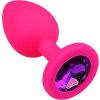 LOLO silikonový anální kolík s fialovým diamantem růžový - průměr 3 cm