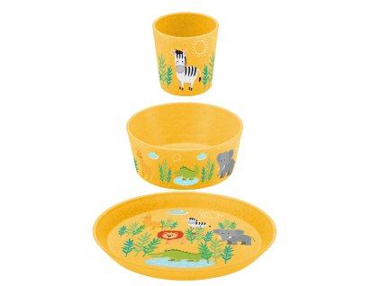Dětský jídelní set CONNECT AFRIKA organic žlutá KOZIOL