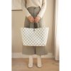motif bag shopper with white pattern size l with short pu handles (4)