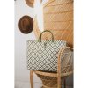 motif bag shopper with white pattern size l with short pu handles