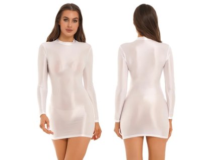 Women Sexy Bodycon Dresses Oil Shiny Glossy Long Sleeve Slim Fit Mini Pencil dfNightclub Bar.jpg 640x640.jpg